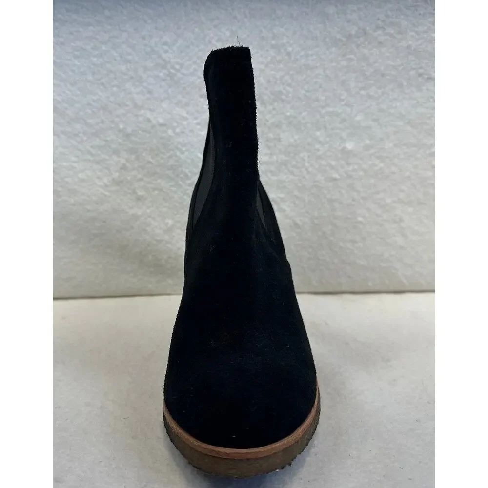 Splendid Women's Black Suede Wedge Pull-On Booties SZ 7.5 Casual Dark Academia